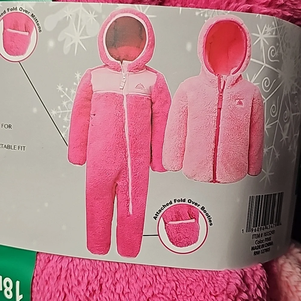 Snozu Infant 2-piece Fleece Set, pink nwt 18m